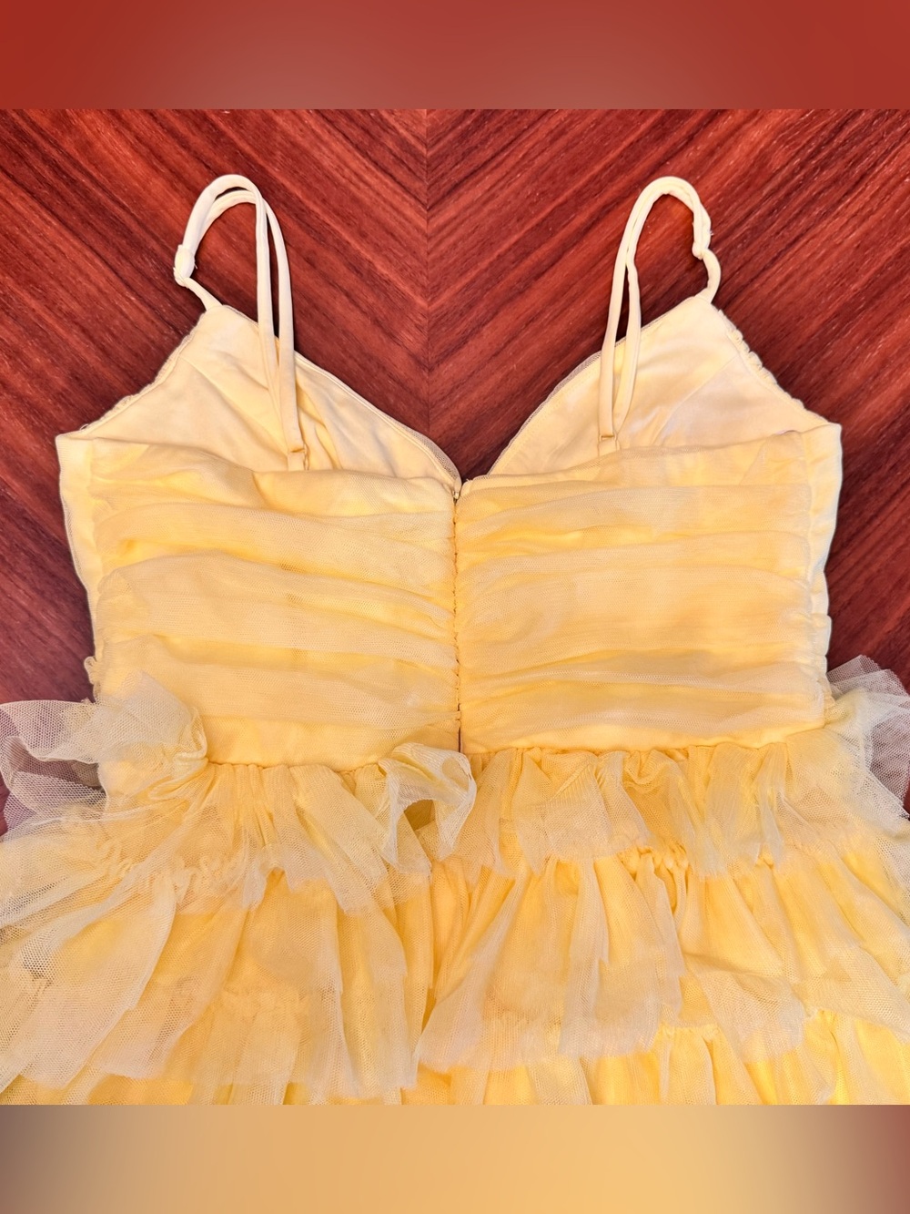 Lulus NWT Special Poise Yellow Tulle Tiered Mini Dress Homecoming Size M - Picture 11 of 14